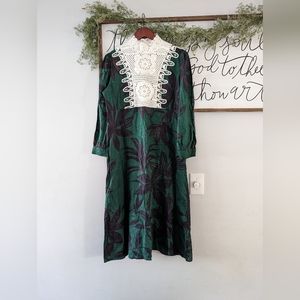 ZARA Linen Crochet Palm Leaf Midi Dress